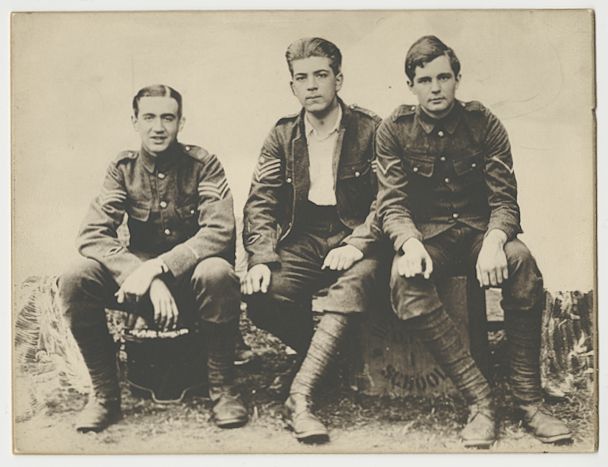 Photo shows Edward Brittain, Vera’s brother who was nursed at the school during the Battle of the Somme, and Roland Leighton, Vera’s finance who was killed in France, and their friend Victor Richardson. Photo reproduced by permission of The William Ready Division of Archives and Research Collections, McMaster University Library & the Vera Brittain Estate